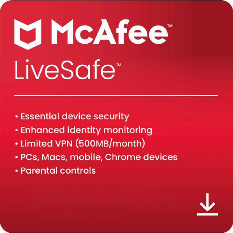 McAfee LiveSafe 1 Year Unlimited Devices GLOBAL