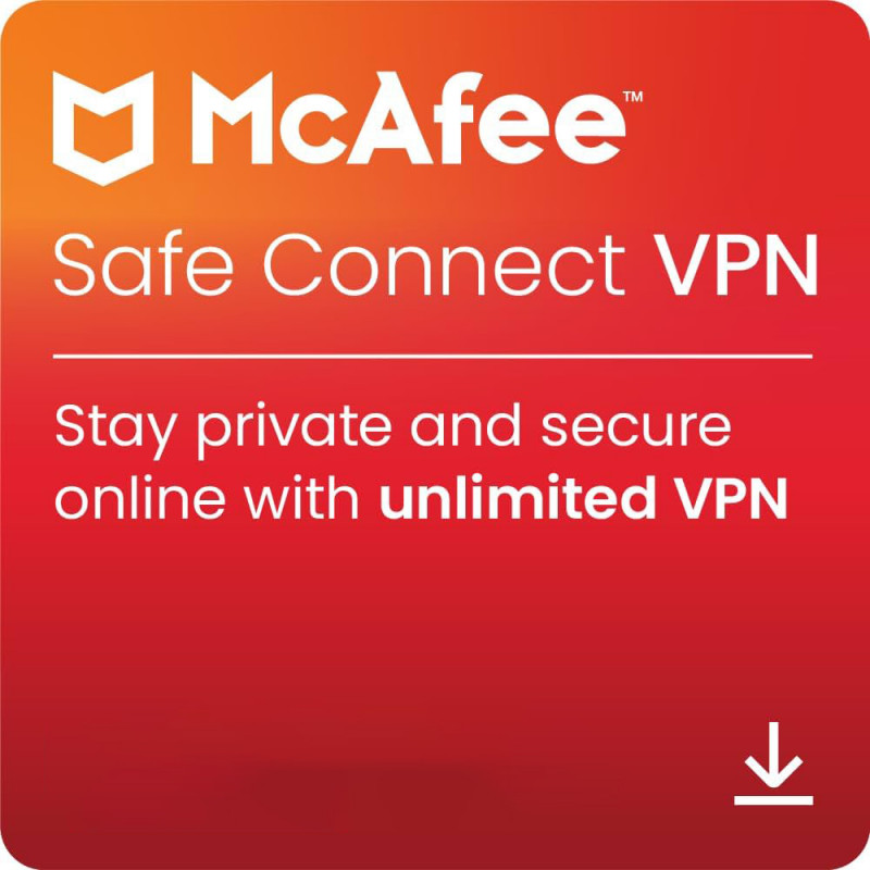 McAfee Safe Connect VPN Premium 1 Year 5 Devices GLOBAL
